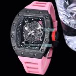 Swiss Replica Richard Mille RM055 Carbon Case Skeleton Dial Watch Pink Rubber Band